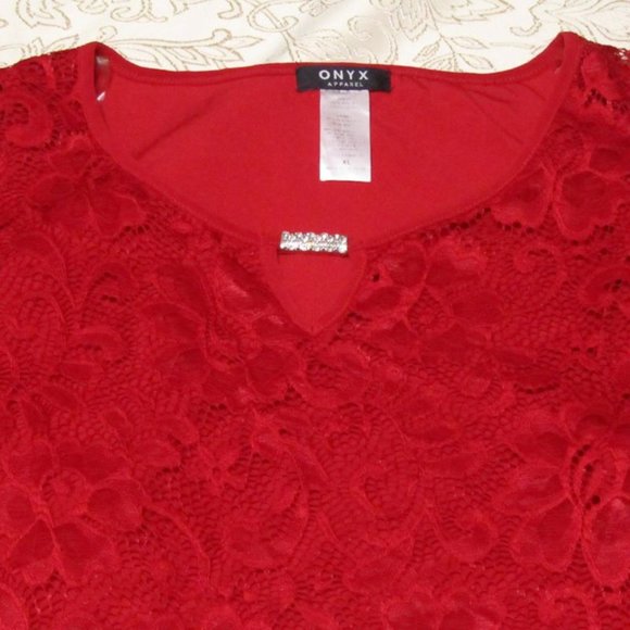 Onix apparel womens blouse size XL sleeveless with lace cape red - Picture 8 of 13